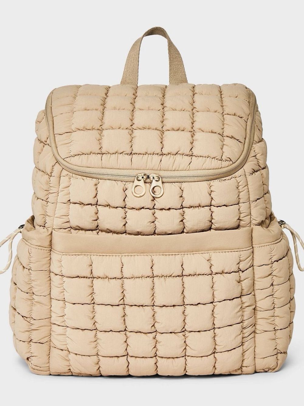 Quilted Puffer Backpack For Women Tan Color T